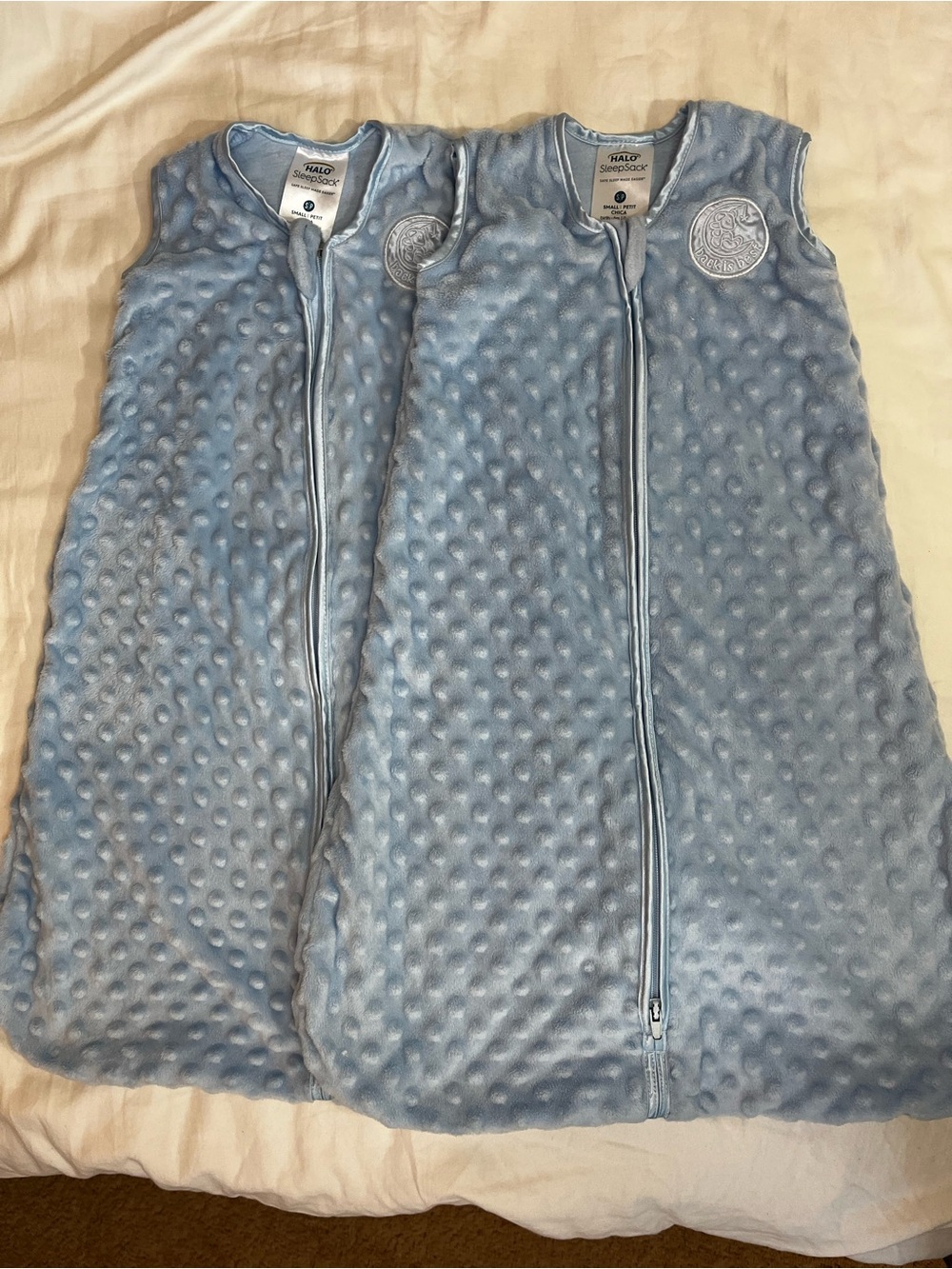 Halo Small Light Blue Minky  Baby Sleep Sacks (2-Pack) Sleeping Blanket 0-6 mo
